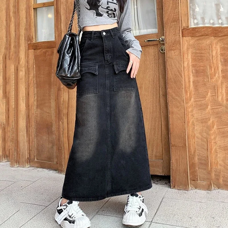 DressBetty - Vintage High Waist Streetwear A-Line Denim Skirt