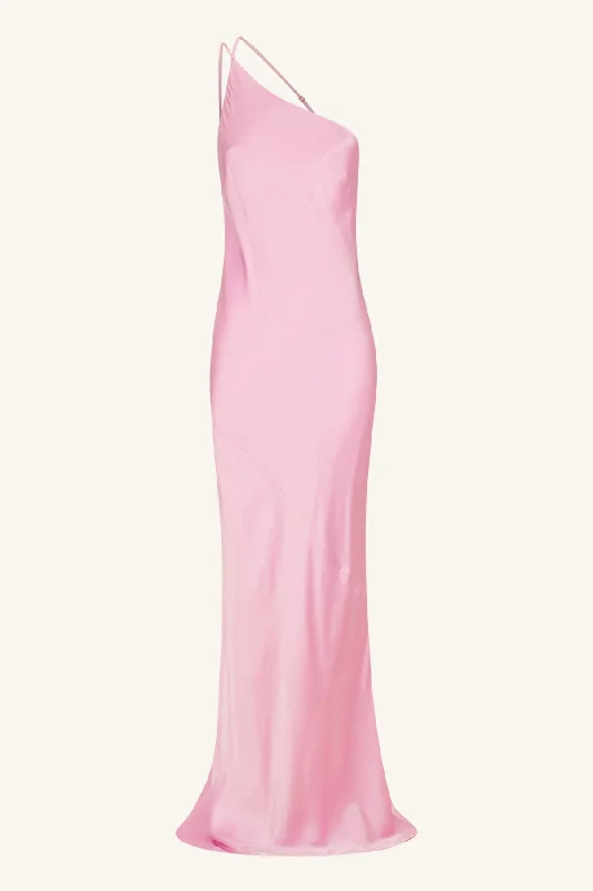 LA LUNE ONE SHOULDER COWL BACK MAXI DRESS - PEONY