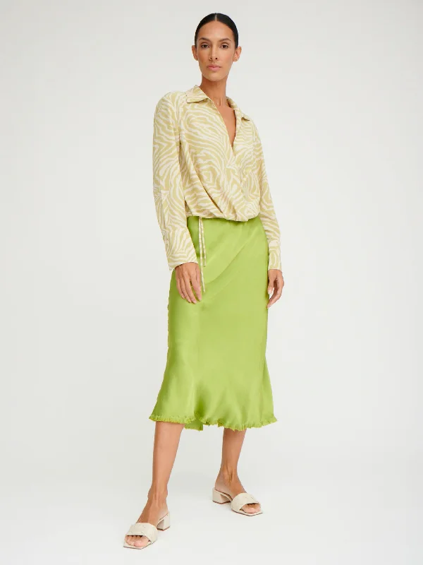 Riley Skirt in Vintage Satin - Lime