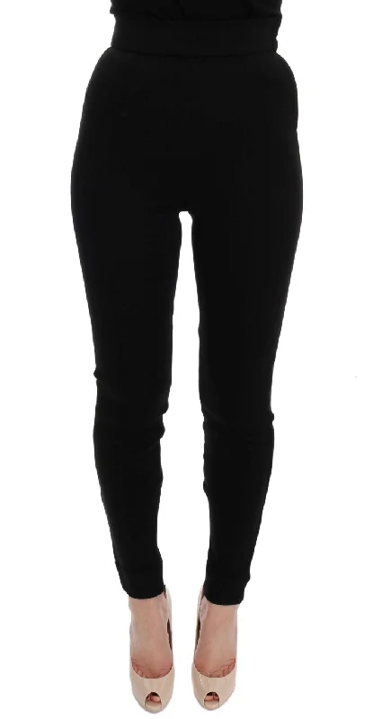 Elegant Black High Waist Stretch Tights