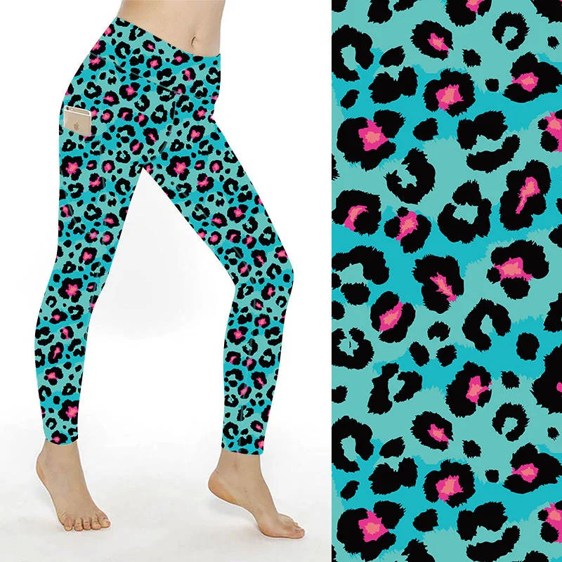 Blue Leopard Print Leggings